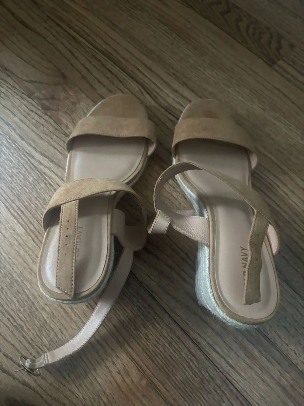 Old Navy Tan Suede Espadrille Wedge Sandals